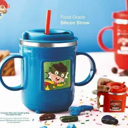 astikaya Milk Sipper for Kids with Soft Silicone Straw and Handle Plastic Coffee Mug image 3