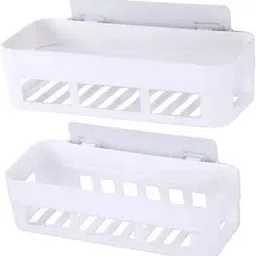 shrey Self Adhesive Wall Hanging BATHROOM floating Shelf (pack of 2) 1.589 Plastic Wall Shelf image 2