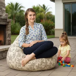 style homez 4XL Classic Cotton Canvas Abstract Printed Teardrop Bean Bag With Bean Filling image 4