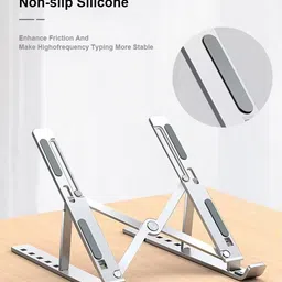 JIBON 6 Gear Height Triangular Support Light Weight and Impact Design Aluminium Floor and Desk Stand Rotatable Laptop Stand with Adjustable Height Compatible with Universal Laptops image 3