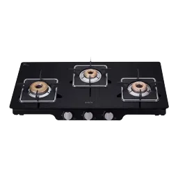 Elica Patio ICT 773 BLK SPF SERIES Glass Top 3 Burner Manual Gas Stove (Square Grid, Black)-image-2