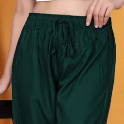 appufashion Women Regular Fit Dark Green Viscose Rayon Trousers image 5