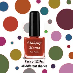 makeupmania Nail Paint Colours, High Pigment, Shining Nail Polish Set of 12 Pcs (#216) Brown, Purple, Mauve, Sky Blue, Light Purple image 2