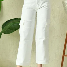luminoire Women Loose Fit Mid Rise White Jeans-picture-12