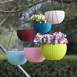 Nagaji Plastic Flower Hanging Pot Basket Big Size (Pack Of 4, Multicolor, 55.9 Cm) image 3