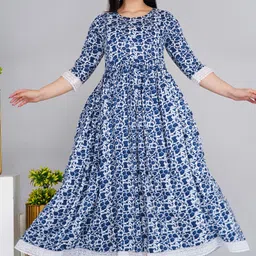 Women Gown Blue Ankle Length Dress-image-11
