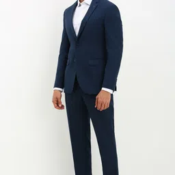 allen solly Men Men Navy Slim Fit Solid Formal Two Piece Suit Solid Suit image 4