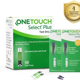 OneTouch Select Plus Test Strips 50 Pack + 2 * 25 Delica plus lancets 50 Glucometer Strips-picture-11