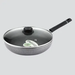 coconut Ardent 9.4 Inch Grey & Black Aluminium Frying Pan with Lid image 1