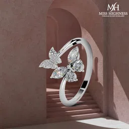 miss highness Stylish Open Butterfly Ring in 925 Silver Sterling Silver Cubic Zirconia Rhodium Plated Ring-picture-24