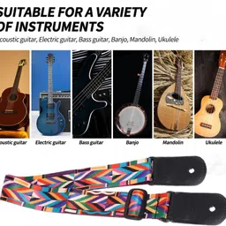 amg music Adjustable Guitar Strap Belt with Finger Cap For Acoustic/Bass/Electric Guitar Nylon, Polyester Strap image 5