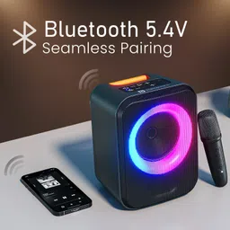 Portronics 30W Apollo 30 Bluetooth V5.4 Portable Speaker,Wireless Karaoke Mic,ECHO Control 30 W Bluetooth Party Speaker image 3