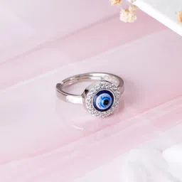 zavya Mystic Ward Evil Eye 925 Sterling Silver Cubic Zirconia Rhodium Plated Ring-picture-14