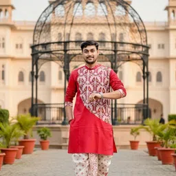 chandra Men Woven Design Pure Cotton Straight Kurta image 3