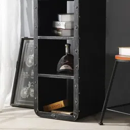 ng decor Industrial 4 Shelf Bookshelf Metal Bookcase Brushed Black Display Shelf Metal Open Book Shelf image 3