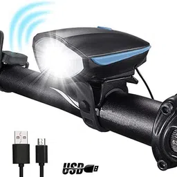 rebound USB Rechargeable Cycle Horn Light+Rechargeable Cycle taillight+DC bottle cage LED Front Rear Light Combo image 2