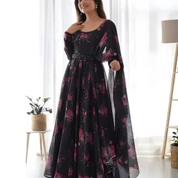 mogal fashion Printed Georgette Stitched Anarkali Gown image 5