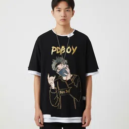 oishee Men Superhero Round Neck Polyester Black T-Shirt-picture-38