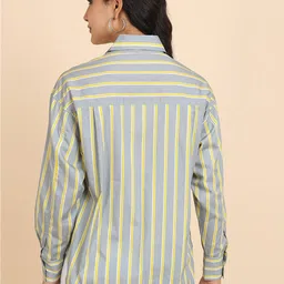 tokyo talkies Women Oversized Fit Striped Spread Collar Casual Shirt image 5