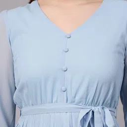 aayu Women Fit and Flare Light Blue Maxi/Full Length Dress image 5