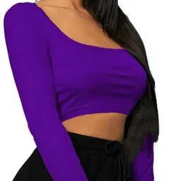 jovo Party Extended Sleeves Self Design Women Purple Top-picture-14