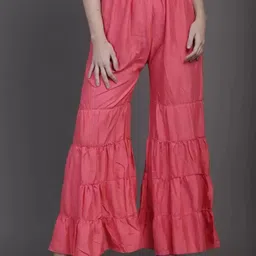 Women Regular Fit Pink Viscose Rayon Trousers-image-57