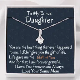 Bonus Daughter Gift Of You Necklace, Birthday Gift, I Love You Zircon Sterling Silver Pendant Set-image-39
