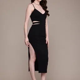 bebe Women Sheath Black Midi/Calf Length Dress image 5