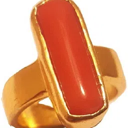 surjal 4.55 Carat Coral Moonga Stone Brass Plated Spiritual Adjustable Ring Copper Coral Gold Plated Ring-picture-22