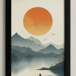 mishra Serene Mountain Lake Wall Art – Modern Framed Artwork for Living Room & Bedroom 13 inch Photo-picture-25
