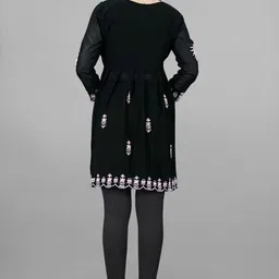 krulrin Women Fit and Flare Black Above Knee/Mid Thigh Length Dress image 5