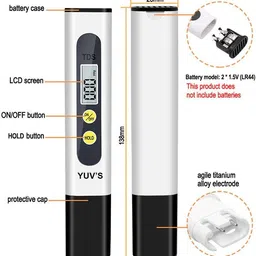 yuv Digital LCD Pre-Calibrated TDS Meter Tester Portable Pen 0.01 High Accurate Filter Measuring Water Quality Purity Test Analyzer Tool for Aquarium Pool Hydroponics & Drinking RO Water Digital TDS Meter image 2