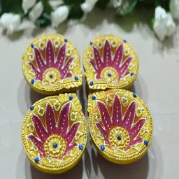 fashion bizz (Pack of 4) Assorted Terracotta Pooja Diya Set image 1