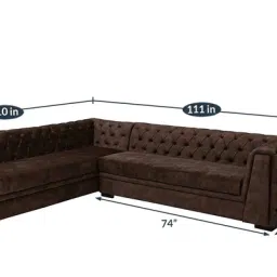 amberville from pepperfry Cypress Corner Velvet Chesterfield Sofa In Textured Brown Colour in L Shape image 3