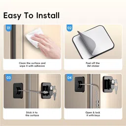 davalba Child Safety Device Refrigerator Door Lock With 2 Keys image 2