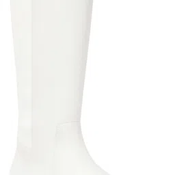 nico nerini Women's Knee-High White Leather Boots Chunky Platform and Side Stretch Panel Boots For Women image 3