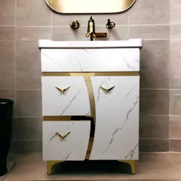 bobbyexport White & gold premium freestanding vanity/ washbasin cabinet BEBP8 Table Top Basin image 1
