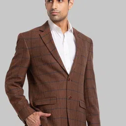 park avenue Men Checkered Single Breasted Formal Blazer image 3