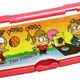 gift collection Hi Class Stationary Set- Dark Pink Cartoon Art Plastic Pencil Box-picture-33