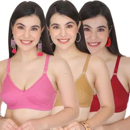 figurefit Pack of 3 Women Everyday Non Padded Bra-picture-45