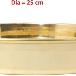 a & h enterprises Brass Full Dinner Plate/Thali/Khumcha For Pooja & Dining ,25 cm Each - 1 Piece Dinner Plate image 2