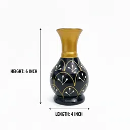 perginus Black & Gold Plastic Flower Pot | 6 Inch Home Decor Vase (2 Set) Plastic Vase image 3