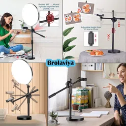 BROLAVIYA Floor Stand Full-Screen Fill 10" Ring Light with Remote, Flexible arm,1/4" Head Mobile Holder image 3