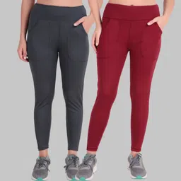 nancy store Pack of 2 Women Solid Multicolor Track Pants image 1