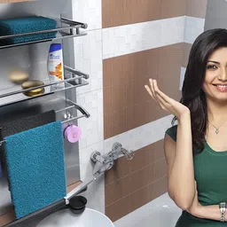 csi international Folding Towel Rack/Hanger/ Stand/Bathroom Accessories Silver Towel Holder SILVER Towel Holder image 3