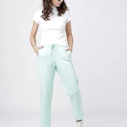 tokyo talkies Women Solid Green Track Pants image 5