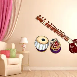 good think 76 cm Musical Instrument Tabla sitaar Wall Sticker For Bed Room,Living Room,Office Glow in the Dark Sticker-picture-17