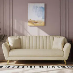 Yardley Chenille Fabric 3 Seater Sofa in Beige Color-image-3