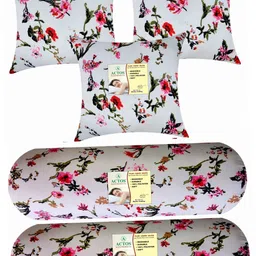 actos Microfibre Bolster Pack of 5 Floral Combo Set Of 3 Cushion And 2-picture-11