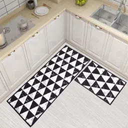 Black Nylon 47 x 20 Inches Machine Made Floor Runner and Door Mat by Matz And More-picture-28